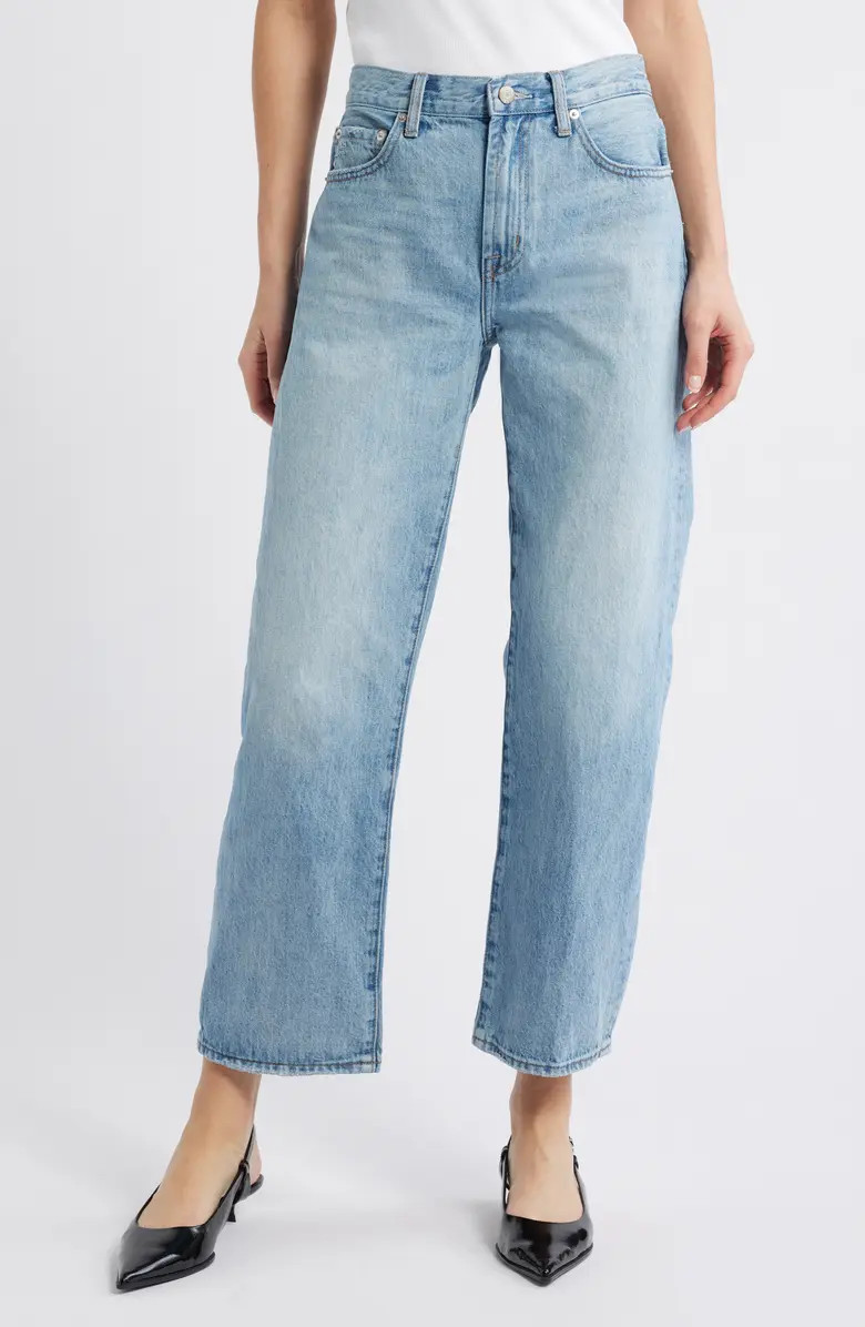 Lexi Distressed Crop Barrel Jeans | Nordstrom