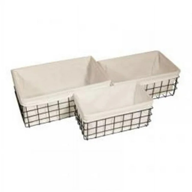 Cheung 16S002-3 Lined Metal Wire Rectangular Storage Basket, Set of 3 | Walmart (US)