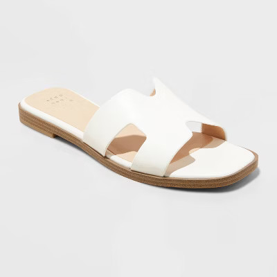 Women's Nina H-Band Slide Sandals - A New Day™ White 7 | Target