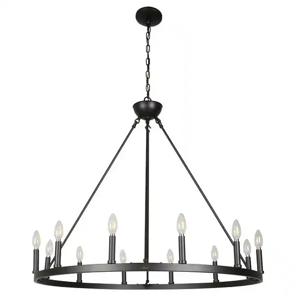 Rustic Wood-Patterned Light Drum Chandelier To Set The Right Ambiance And Mood - Ancora 16 Light ... | Bed Bath & Beyond