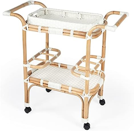 Beaumont Lane White Rattan Bar Cart | Amazon (US)