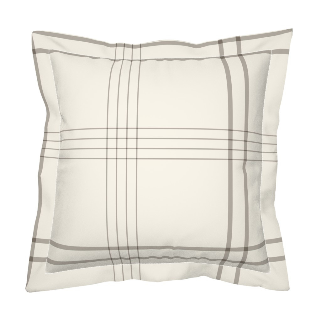JUMBO / classic plaid stripe cloudy silver taupe creamy white simple Pillow Sham | Spoonflower | Spoonflower