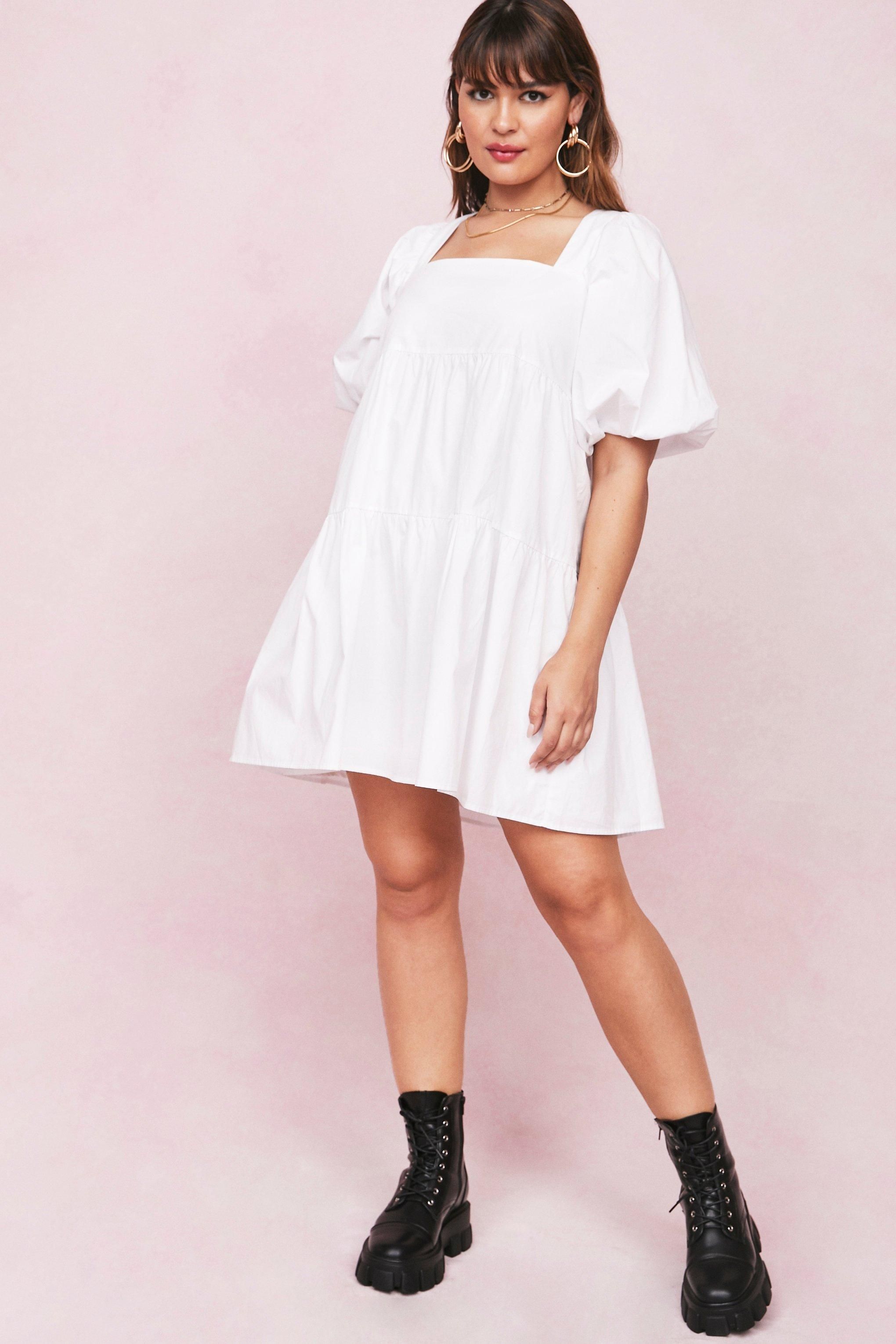 Plus Size Cotton Square Neck Mini Dress | Nasty Gal (US)