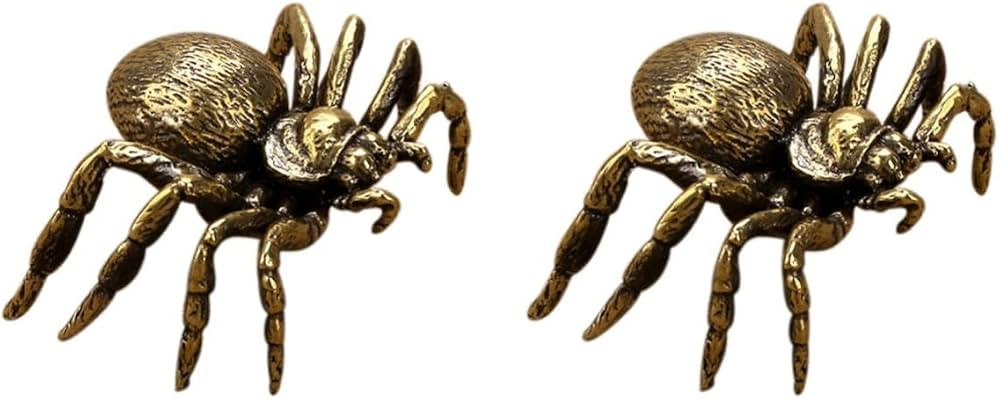 Toyvian 2 Pieces Vintage Decor Dining Table Decor Brass Spider Figurine Spider Sculpture Spider S... | Amazon (US)