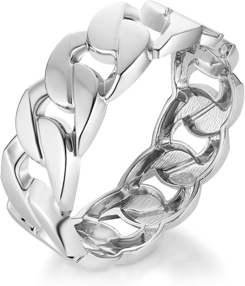 HZMAN Chunky Cuban Chain Cuff Bracelets for Women 24.5mm Wide Thick Bangle Bracelet Hip Hop Open ... | Amazon (US)