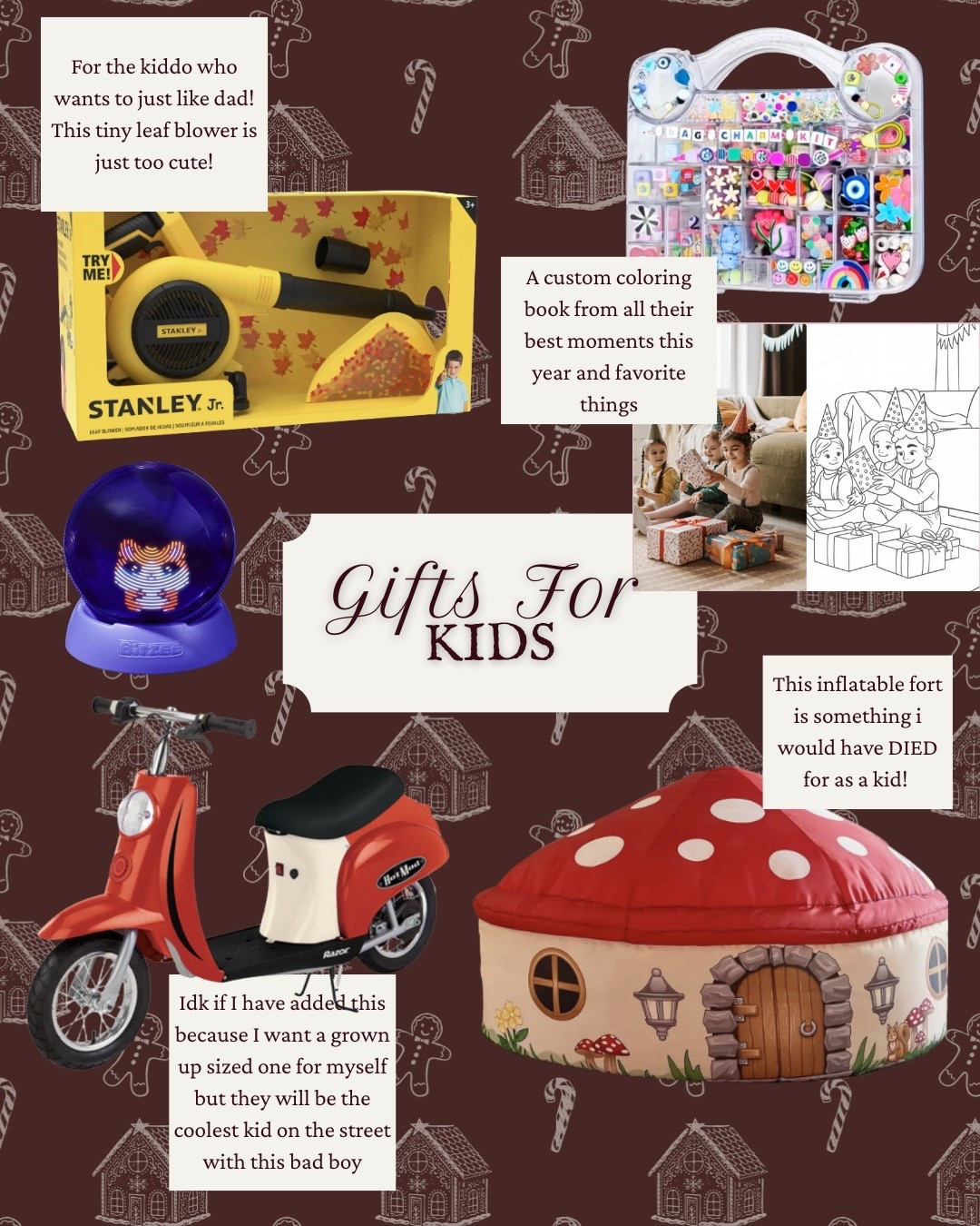 Cozy + fun Gifts for Kids that make Christmas morning magical. These kid-approved gift ideas are perfect for toddlers, little kids, and big kids — including a tiny leaf blower for the “just like dad” moment, a scooter, a mushroom fort (I would have died for this as a kid!), a light-up snow globe, a craft bead kit, and a custom coloring book made from their own photos and favorite moments.

These are the cutest, most memorable kid gifts for 2025 — practical, fun, and guaranteed to get used long after the holidays.

gifts for kids, kids Christmas gifts, toddler gifts, gifts for girls, gifts for boys, unique kids toys, kids holiday gifts 2025, preschool gifts, personalized gifts for kids, Montessori-inspired gifts.


#LTKCyberWeek #LTKGiftGuide #LTKmomlife