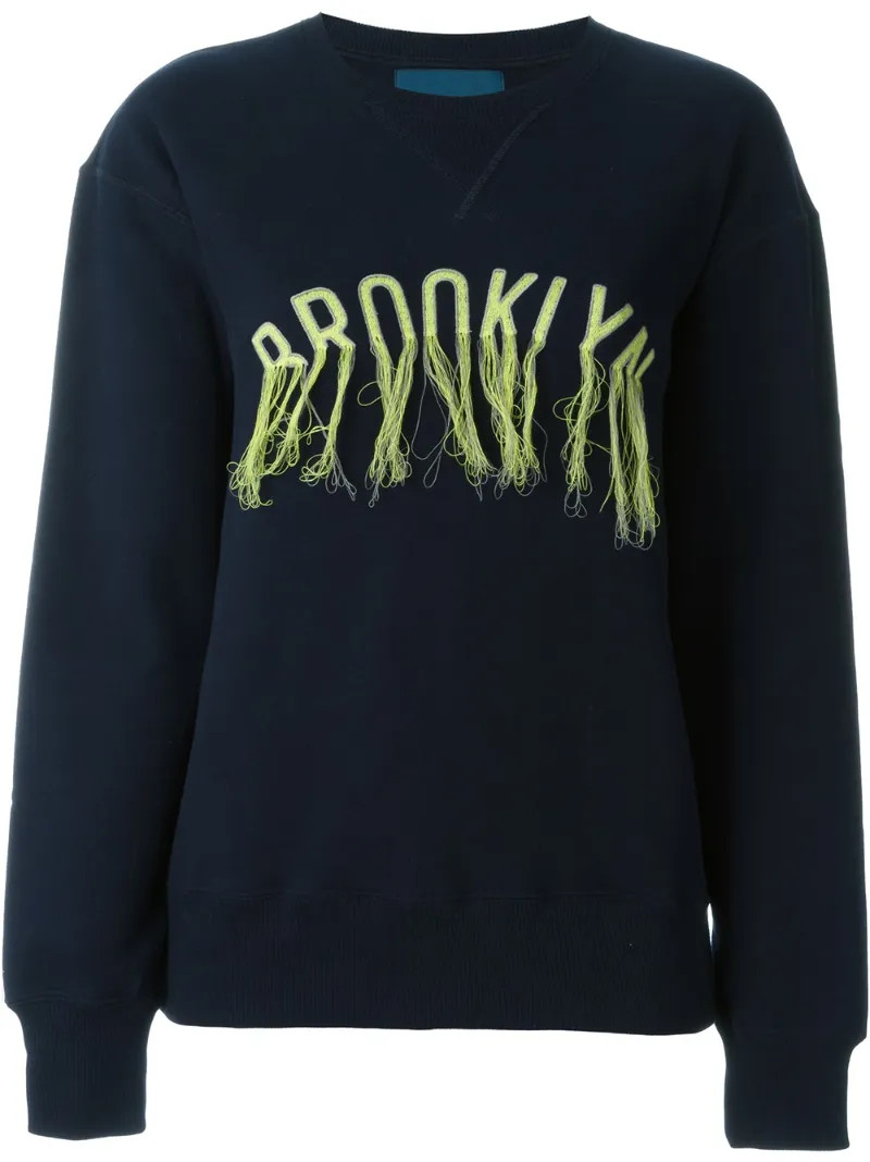 Doublet frayed embroidery sweatshirt, Women's, Size: Large, Blue, Cotton/Polyester | FarFetch US