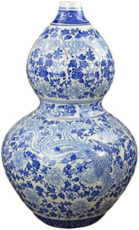 16" Classic Blue and White Porcelain Gourd-Shaped Vase, China Ming Style, Good Fortune, Fengshui, Ji | Amazon (US)