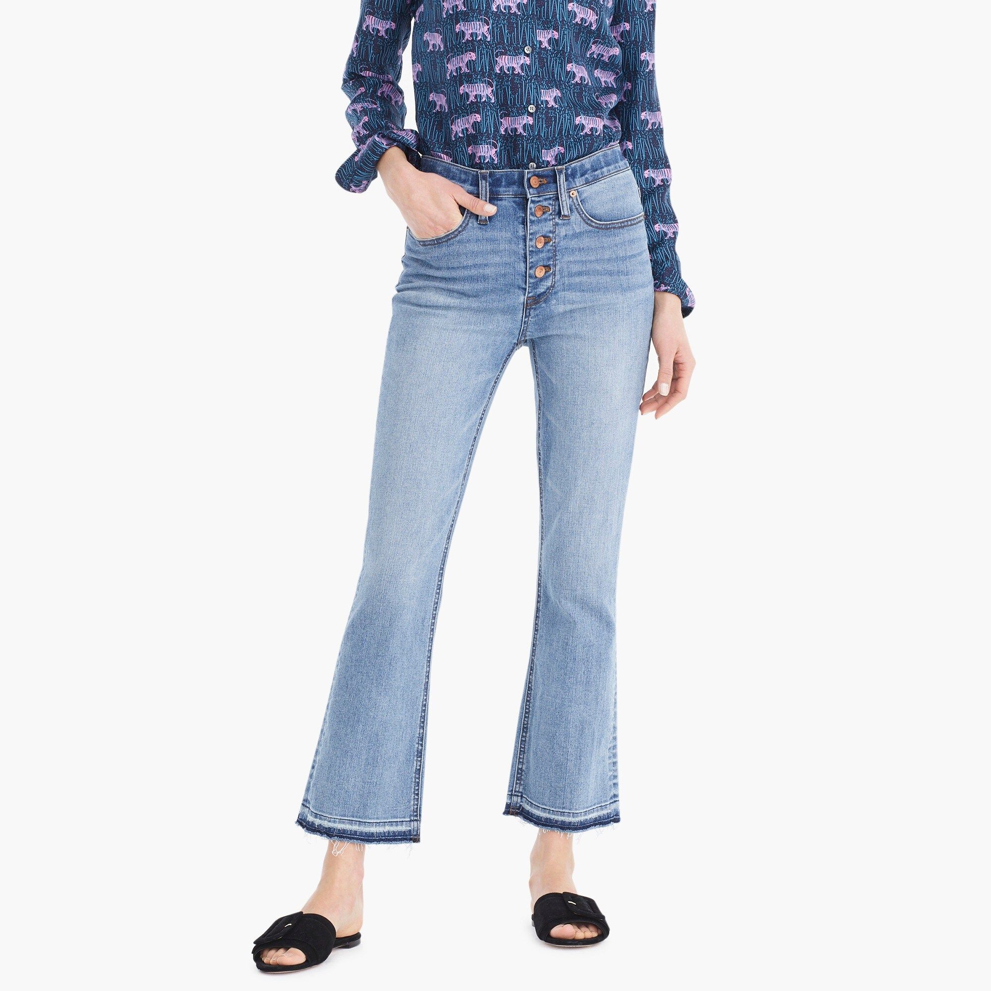 Demi-boot crop jean in shale blue wash | J.Crew US