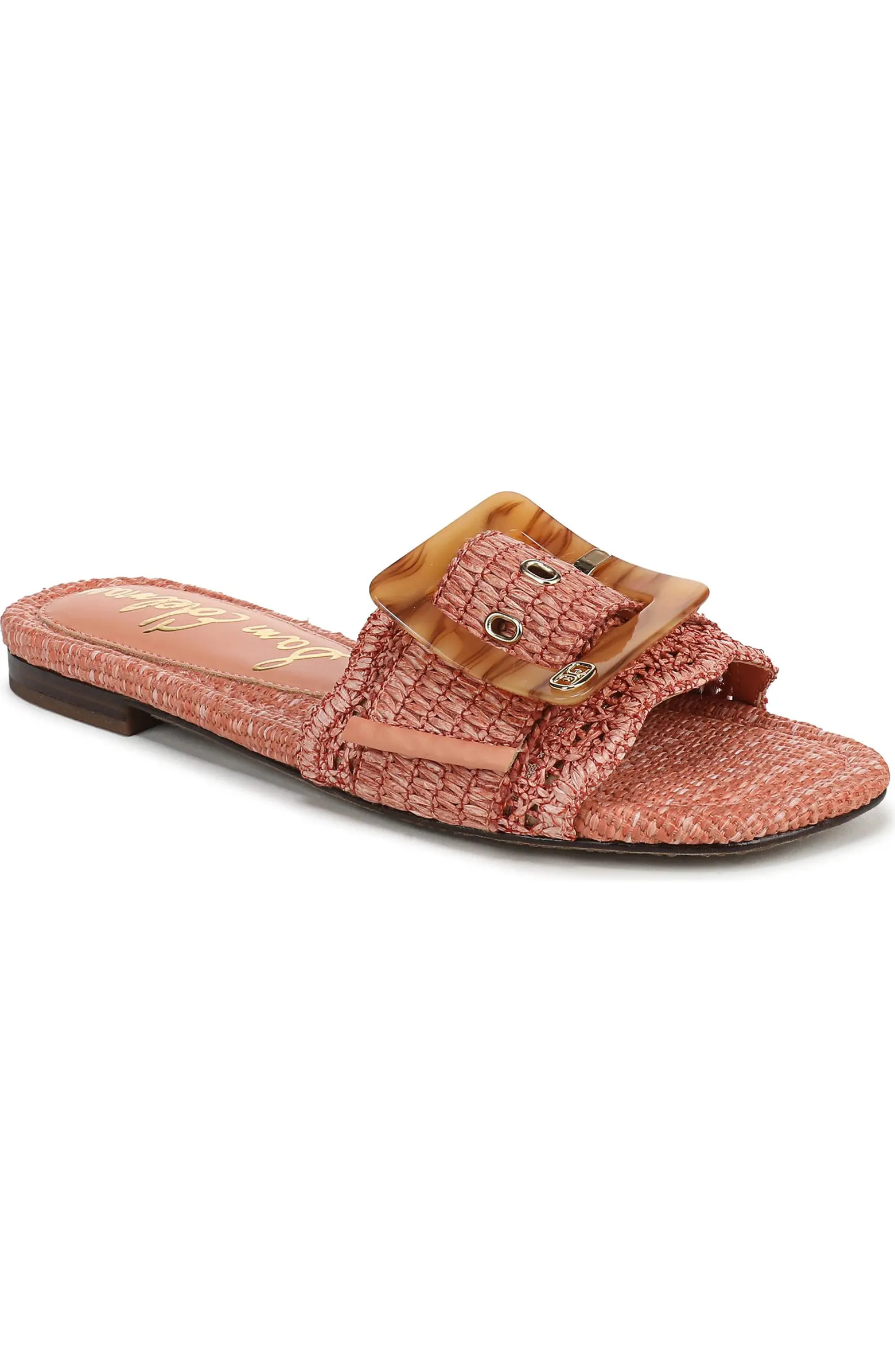 Bambi Raffia Buckle Slide Sandal (Women) | Nordstrom