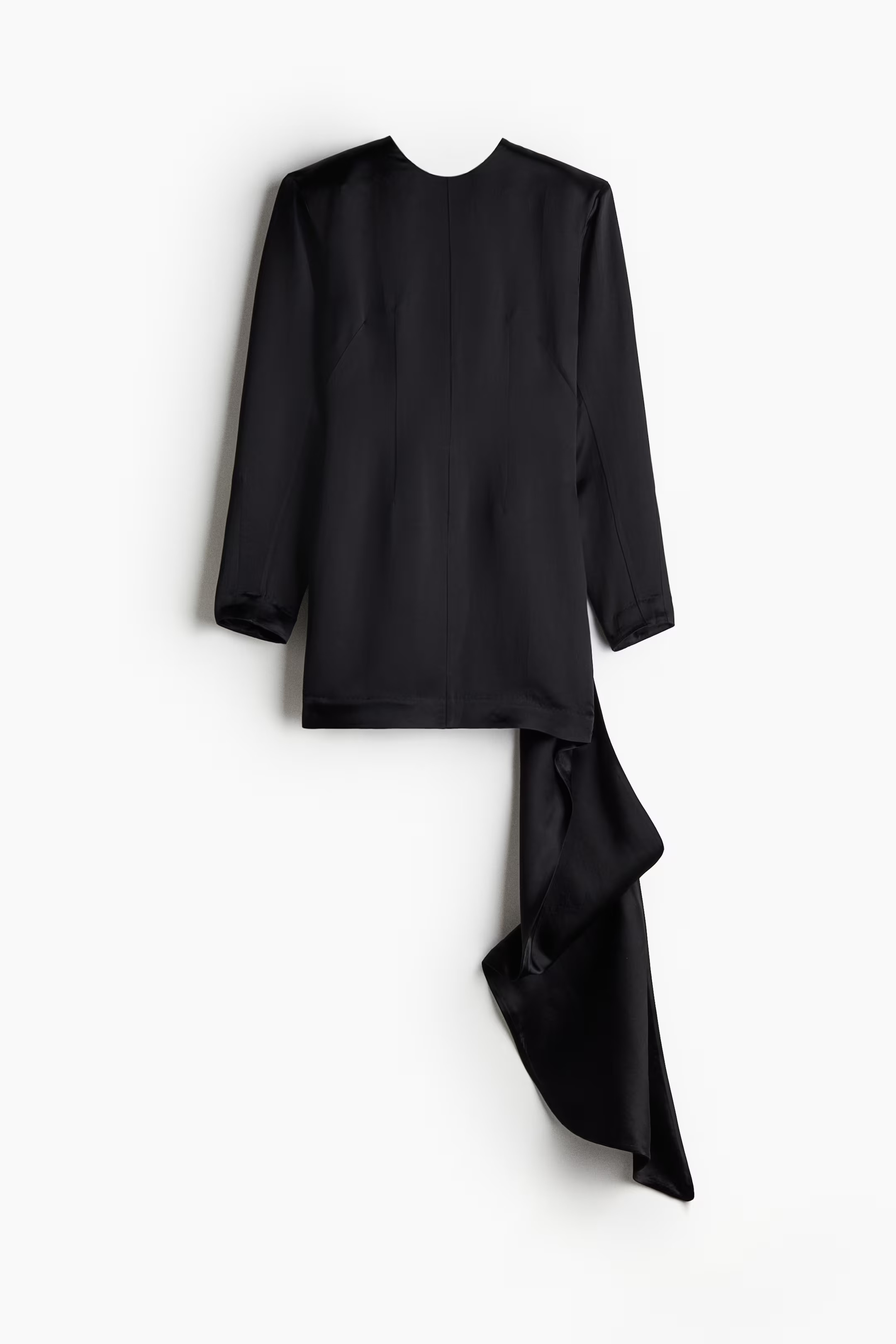Draped-Panel Shoulder-Pad Dress - Black - Ladies | H&M CA | H&M (US + CA)