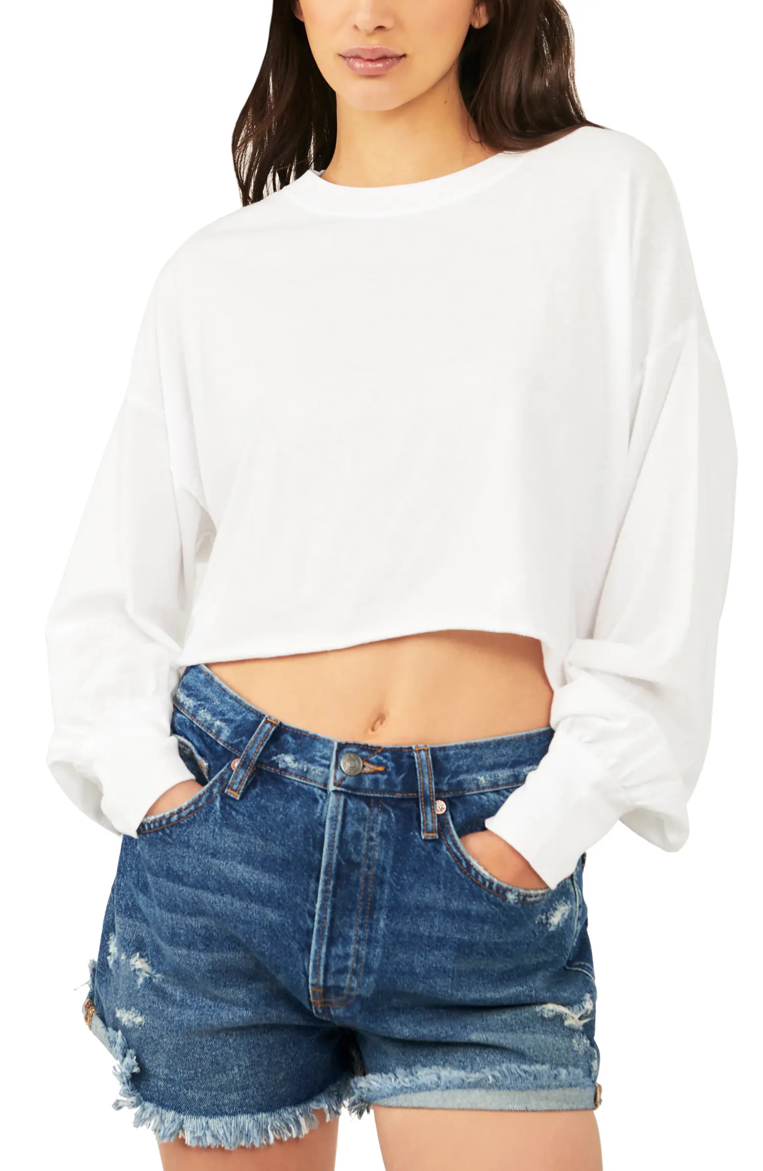 Denver Crop Long Sleeve Cotton Top | Nordstrom