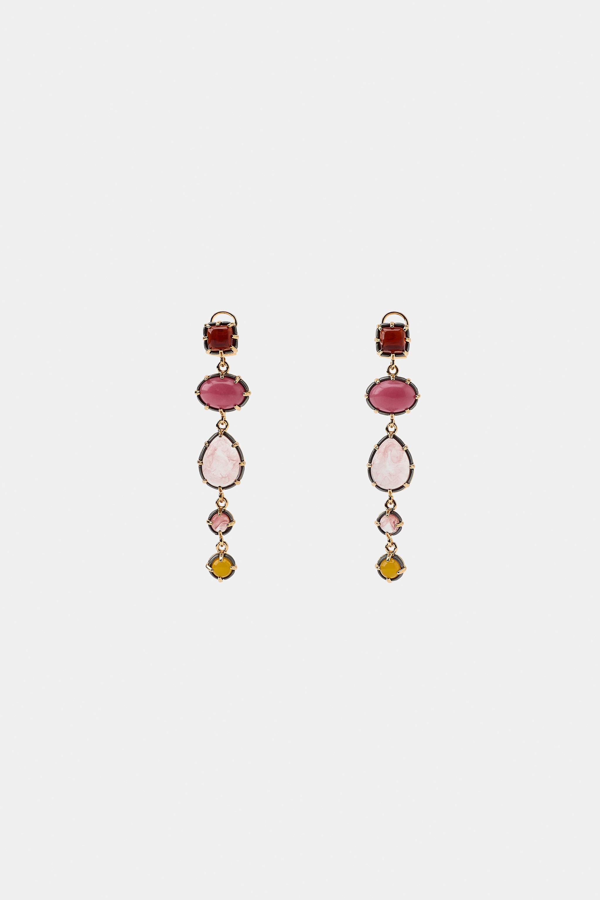 RESIN AND JEWEL PIECE EARRINGS | Zara US