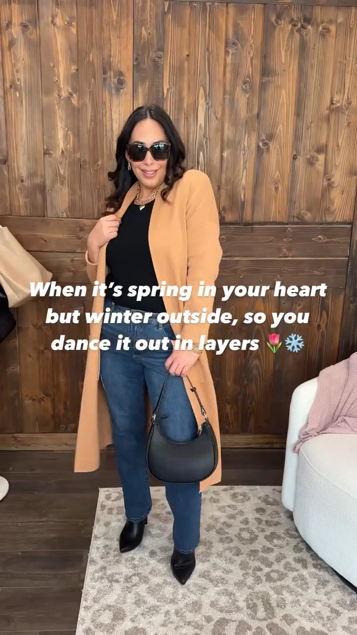 Spring is calling, but apparently the weather didn’t get the memo—so here I am layering like it’s my job. Keeping your base simple (black bodysuit + jeans for me today!) is the easiest style hack when spring’s running fashionably late.

Coatigan (wearing L, TTS, sizes S–XXL, 15+ colors) vs. Oversized cardigan (wearing XL, TTS, sizes S–XL, 7 colors)—which look would you choose?

Oh, and let’s collectively ignore my bodysuit mishap mid-dance. Real life at its finest!

#LTKU #LTKStyleTip #LTKSeasonal