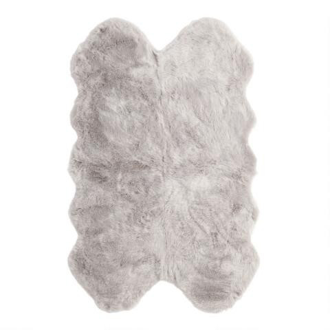 Gray Faux Sheepskin Area Rug | World Market