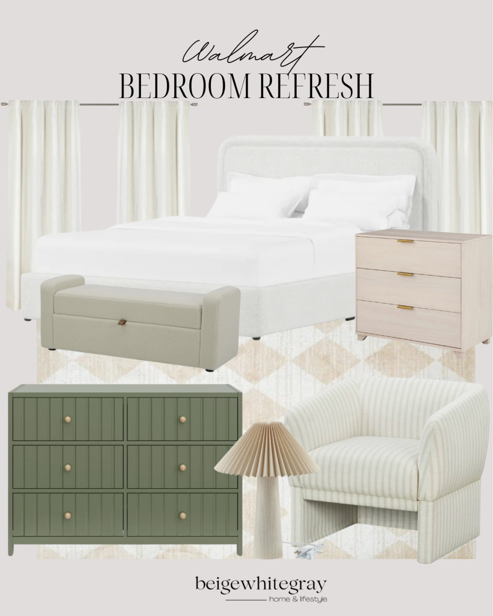 Bedroom refresh and it’s all from Walmart but it doesn’t sacrifice style!! I personally have this queen size bed in our guest room and o love it! Add curtains for warmth and texture as well as a rug!! 

#LTKStyleTip #LTKFindsUnder100 #LTKHome
