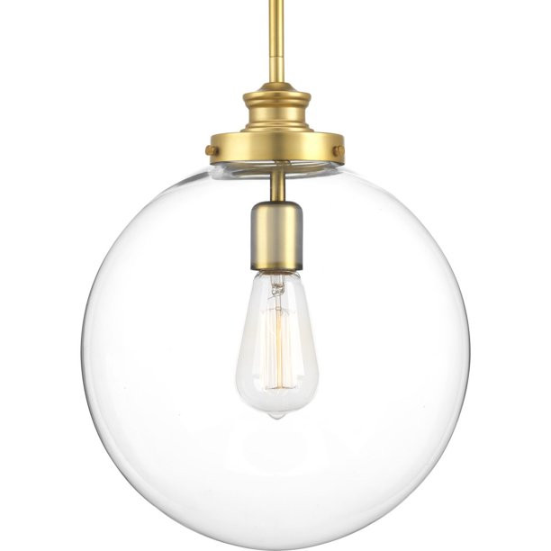 Penn Collection One-Light Natural Brass Clear Glass Farmhouse Pendant Light - Walmart.com | Walmart (US)