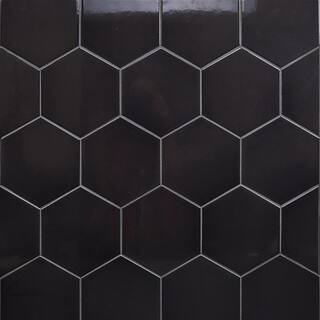 Ivy Hill Tile Bethlehem Hexagon Dark Gray 5.9 in. x 0.31 in. Polished Ceramic Tile Sample | The Home Depot