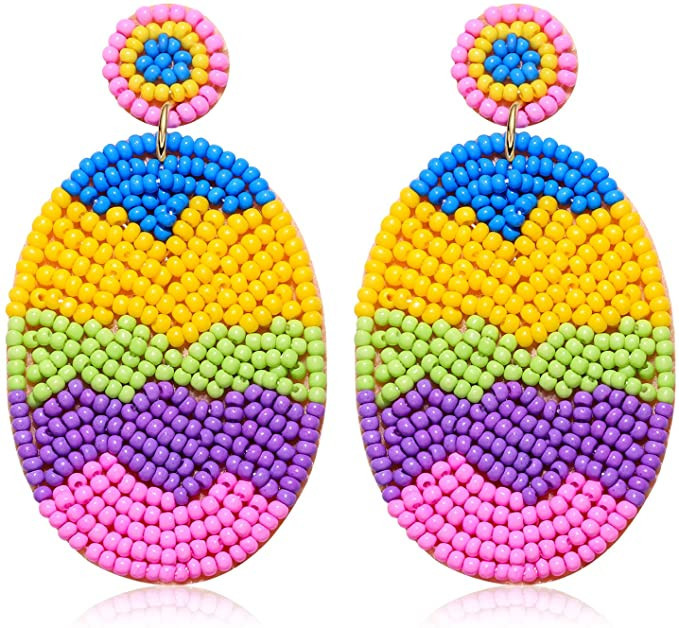 NVENF Beaded Easter Earrings for Women Easter Rabbit Bunny Dangle Earrings Sparkling Pearl Bead D... | Amazon (US)