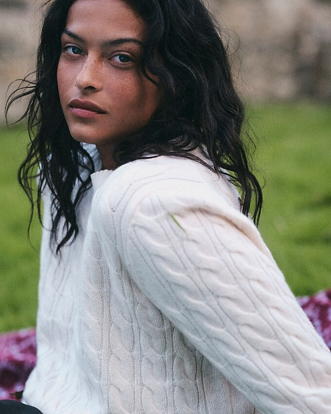 Cashmere shrunken cable-knit crewneck sweater | J. Crew US