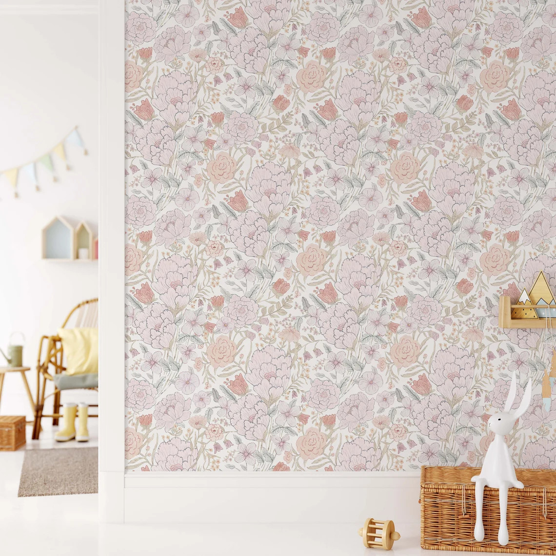 Romantic Meadow Wallpaper A353 Wallpaper Removable Peel and Stick Repositionable or Traditional P... | Etsy (US)