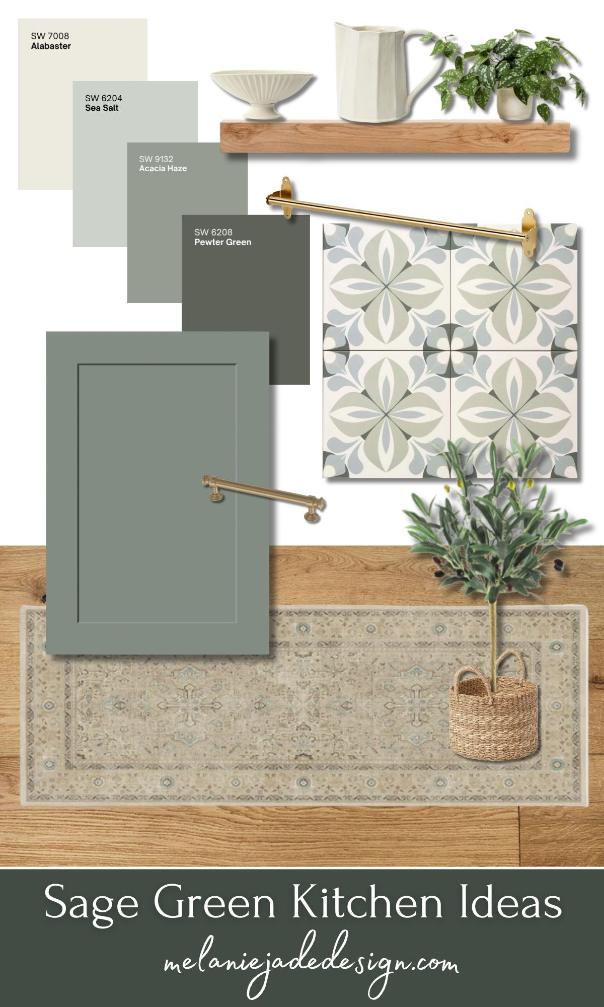 Country cottage sage green kitchen. Add a patterned backsplash with lots of wood textures and stoneware for a cozy cottage kitchen feel  

 #LTKAroundTheWorld #LTKhome #LTKstyletip