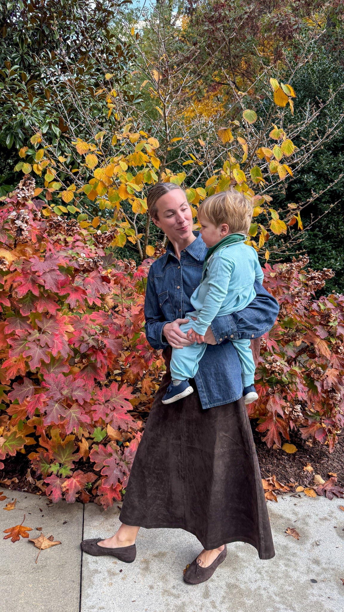 Suede skirt under $250 (size 2—gorgeous in person!), denim shirt is TWP (similar linked), ballet flats TTS.

#LTKStyleTip #LTKSeasonal #LTKShoeCrush