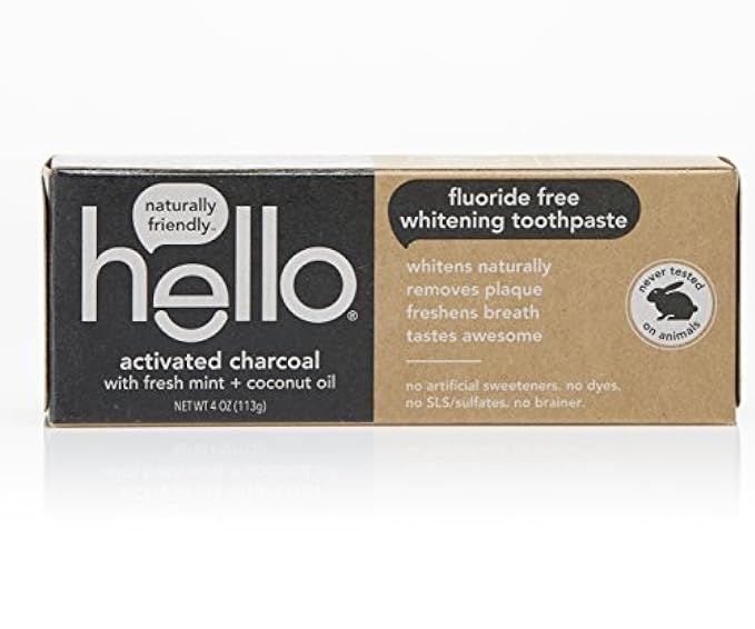 Hello Oral Care Activated Charcoal Teeth Whitening Fluoride Free Toothpaste, 4 Ounce | Amazon (US)