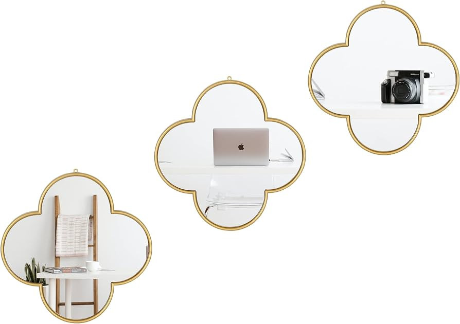 DECANIT Gold Mirrors for Wall Decoration Clover Mirrors for Living Room Decor & Home Decor, Pack ... | Amazon (US)