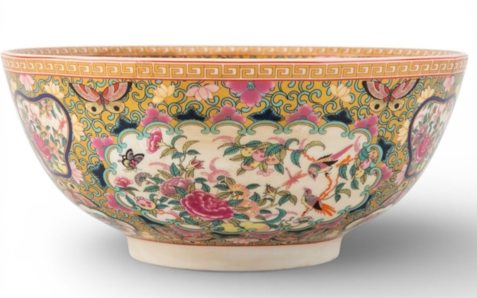 Vintage Style Chinese Rose Medallion Canton Porcelain Bowl Planter | eBay US