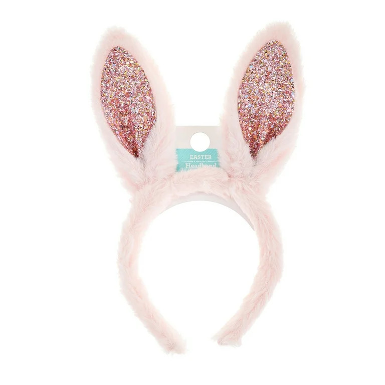 Way to Celebrate Easter Faux Fur Pink Calico Bunny Ears Headband, 1 Piece | Walmart (US)