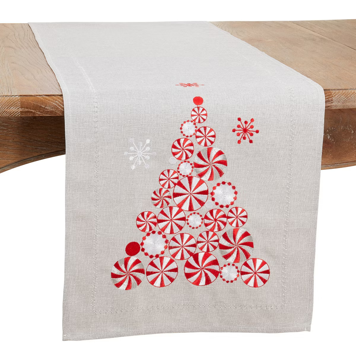 Lifestyle Holiday Table Runner With Peppermint Christmas Tree Design | Target