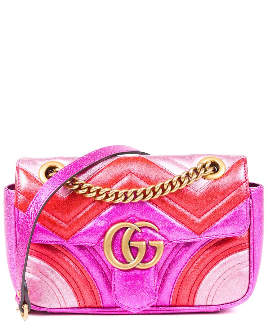 Gucci Pink Matelasse Leather Mini Marmont Bag | Gilt