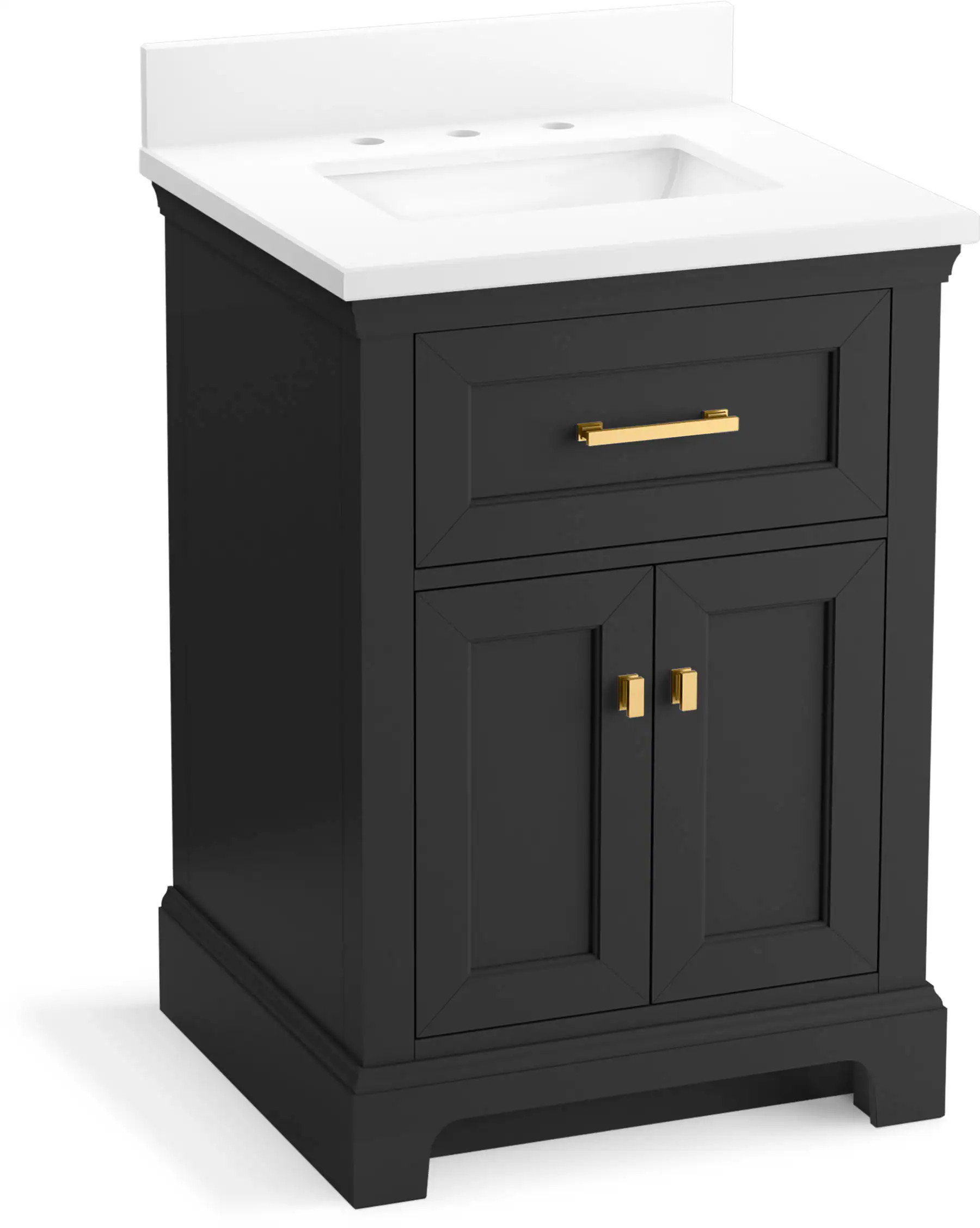KOHLER Charlemont 24-in Ferrous Grey Undermount Single Sink Bathroom Vanity with Pure White Quartz Top in Black | 29259-BD1-DWG | Lowe's