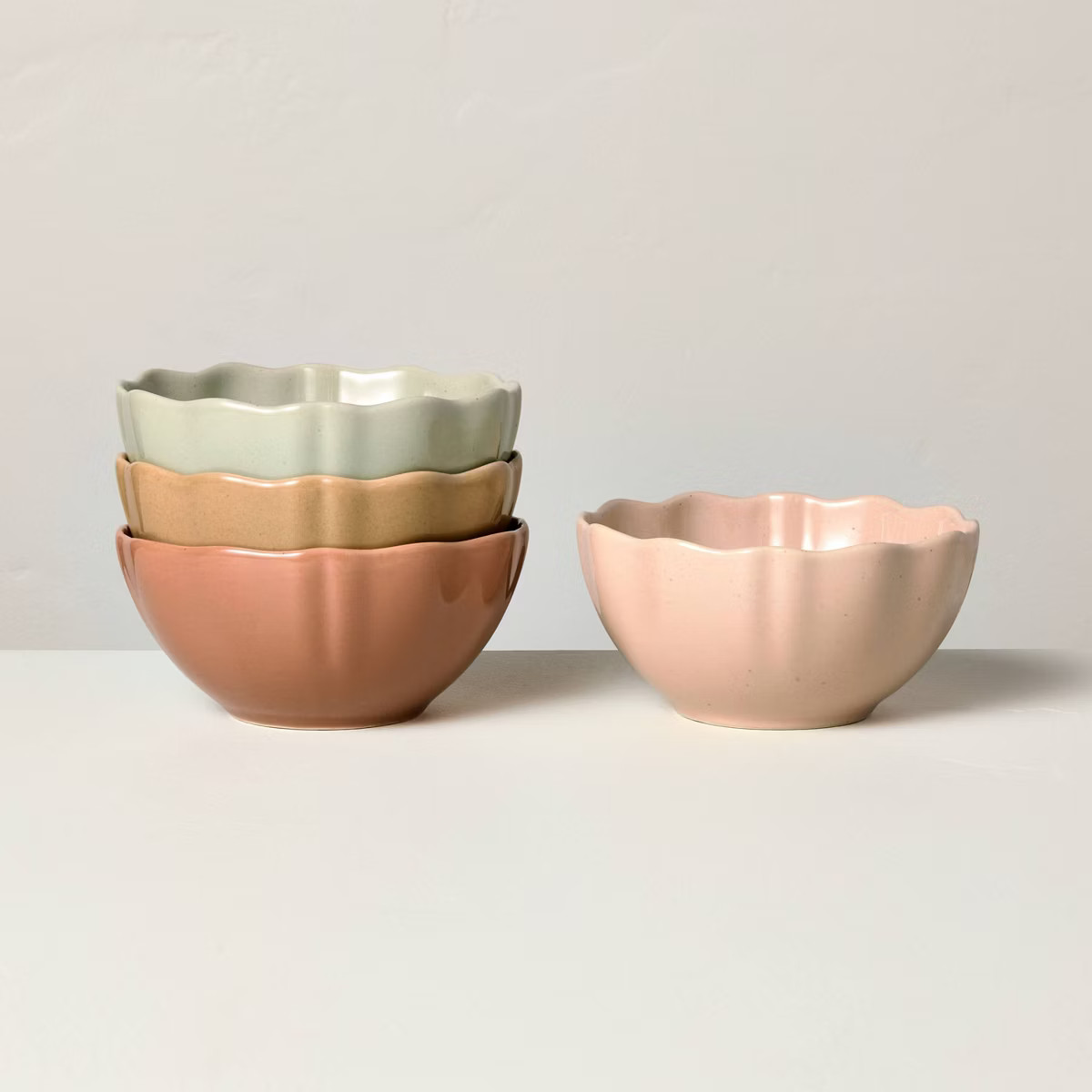 4pk 11oz Scalloped Stoneware Dessert Bowls - Hearth & Hand™ with Magnolia | Target