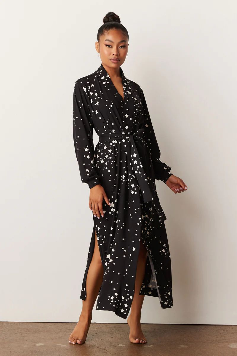 SKYLER BANDED LONG ROBE | BLACK STARS | MASONgrey