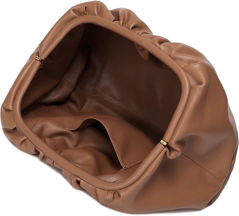 Women Genuine Leather Dumpling Bags,Cloud Clutch Purse with Trendy Ruched | Amazon (US)
