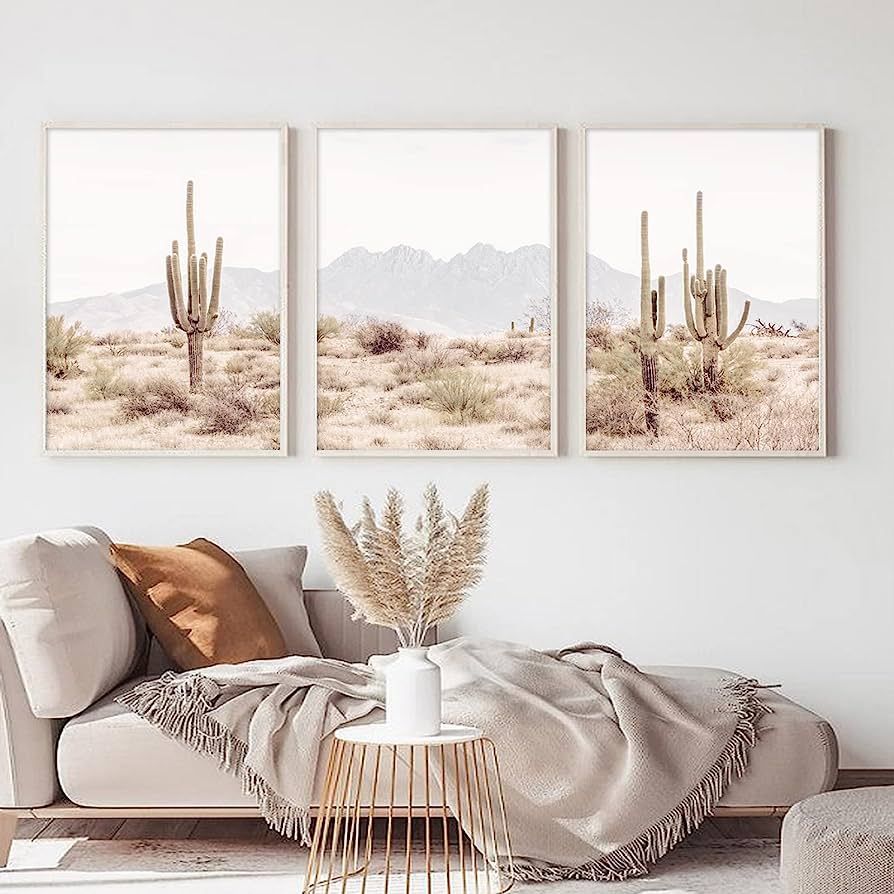 Sonoran Desert Landscape Wall Art Cactus Wall Art Decor Saguaro Cactus Pictures Wall Art Cactus C... | Amazon (US)
