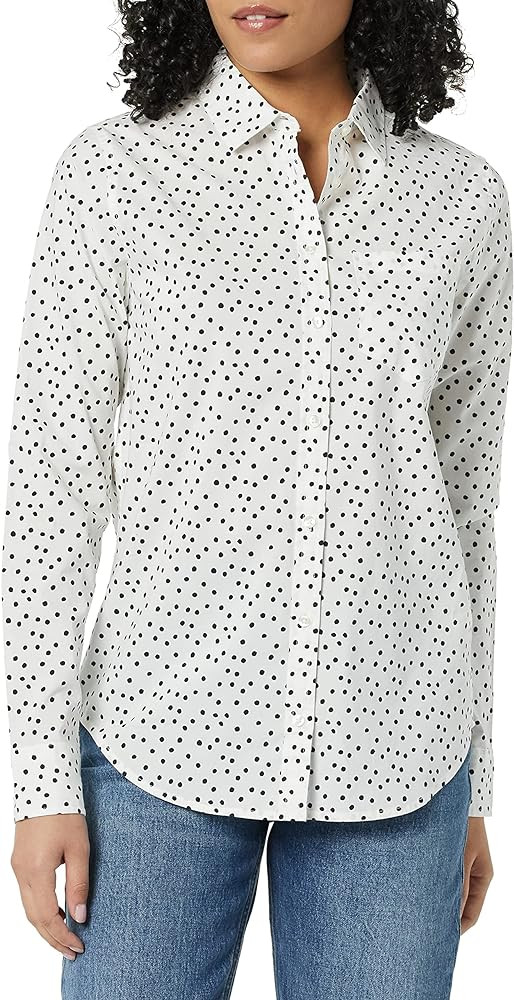 Amazon Essentials Womens Regular-Fit Long-Sleeve Button-Down Poplin Shirt | Amazon (US)