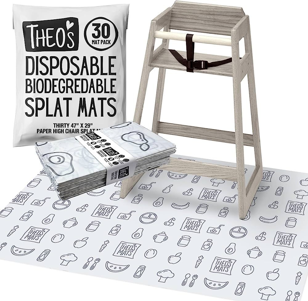 30 Pack | Disposable Splat Mats | Biodegradable + Compostable | THEO'S MATS | Under Highchair Spl... | Amazon (US)