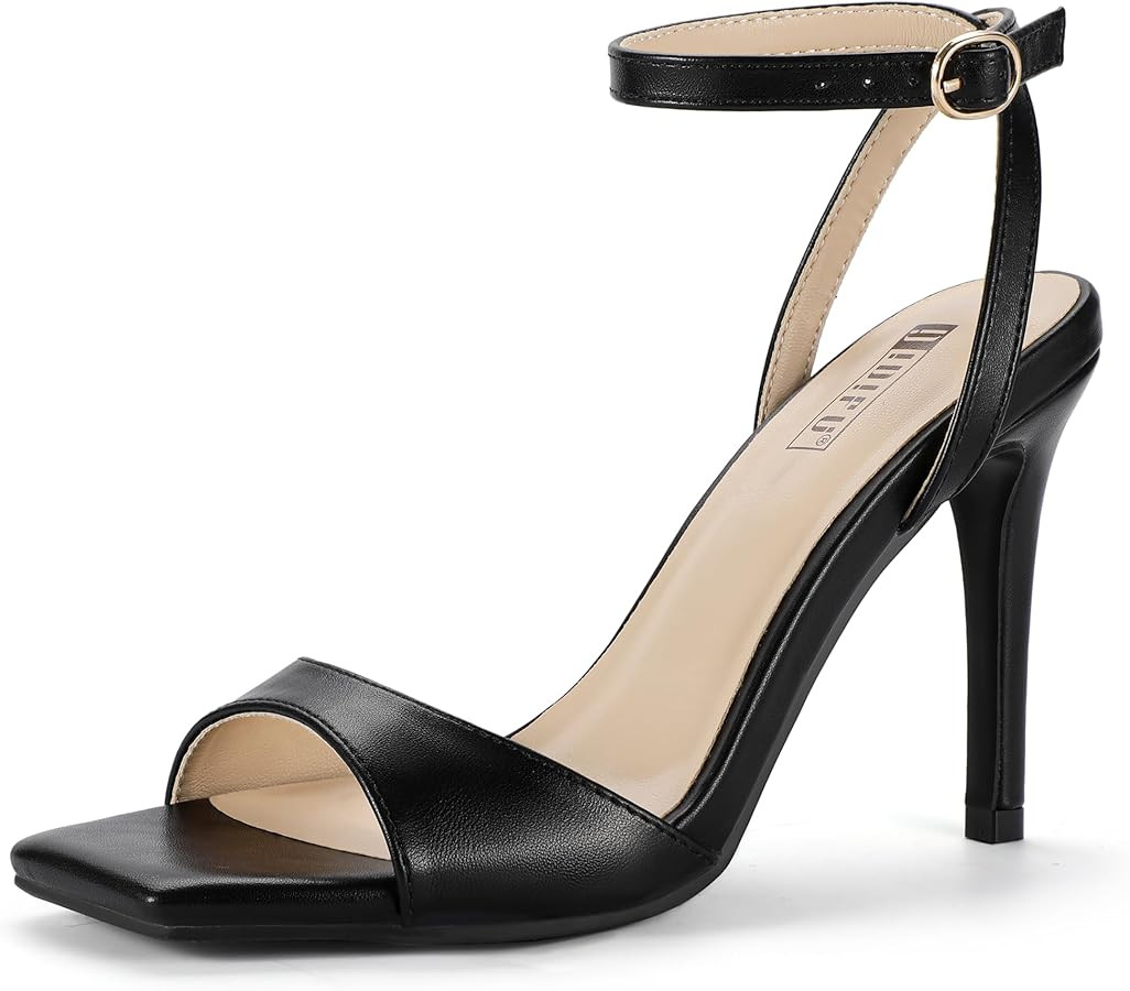 IDIFU IN4 High Stiletto Heels Square Peep Open Toe Strappy Heeled Sandals Wedding Bridal Prom Par... | Amazon (US)