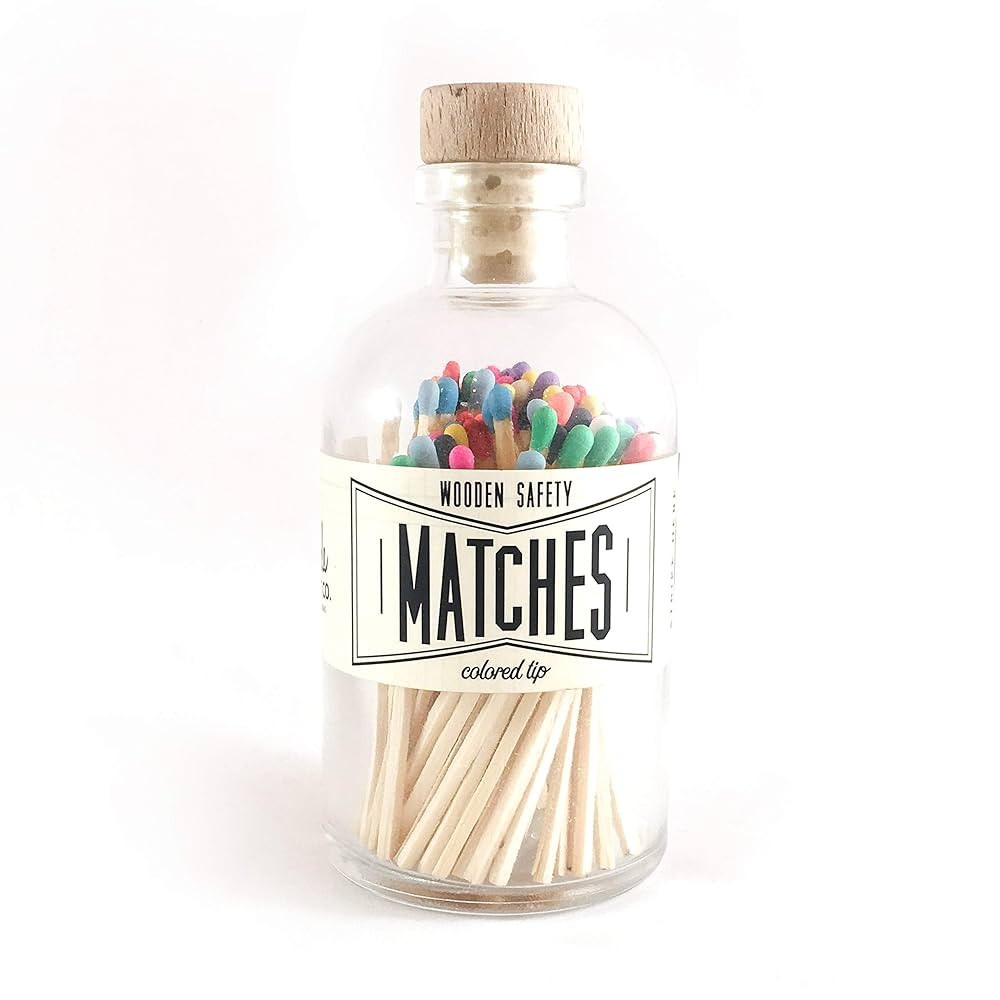 Made Market Co. Matches in Apothecary Bottle | Approx. 100 Wooden Variety Tip Safety Matchsticks ... | Amazon (US)