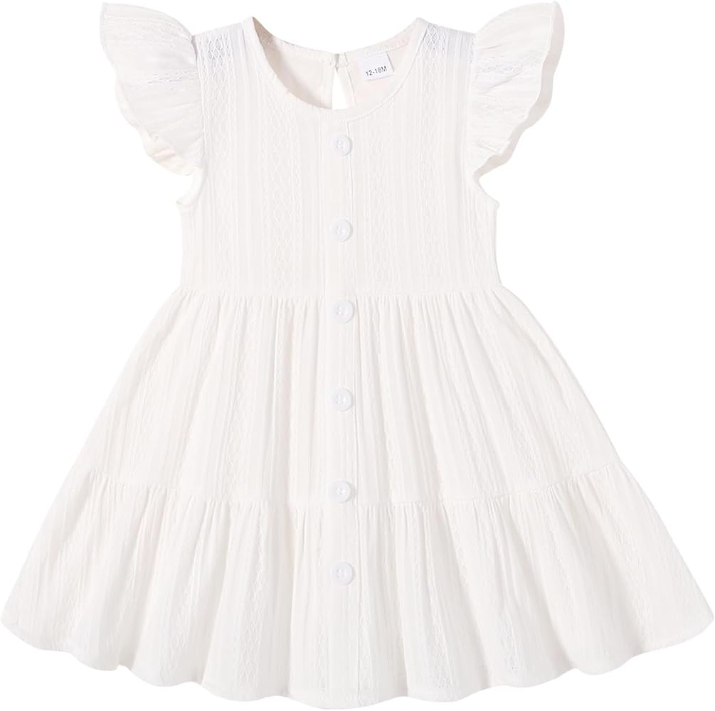 Happy Town Toddler Baby Girl Casual Dresses Summer Sundress Ruffle Button Down Solid Girl's Boho ... | Amazon (US)