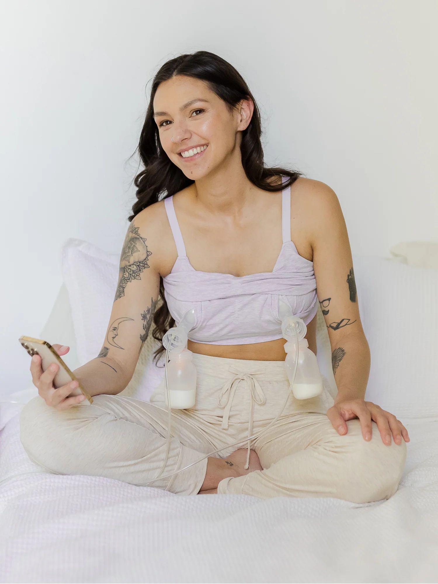 Sublime® Bamboo Hands-Free Pumping Lounge & Sleep Bra | Lavender Heather - Kindred Bravely | Kindred Bravely