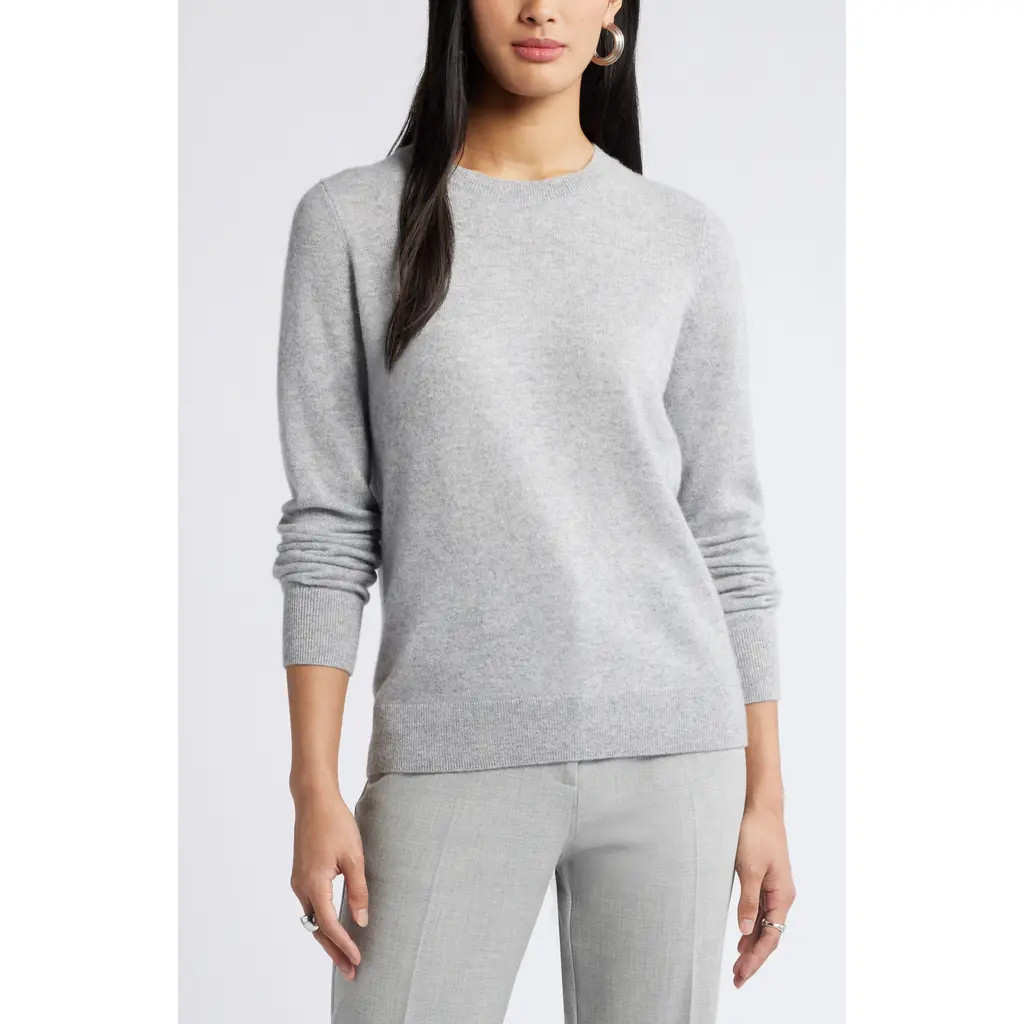 Nordstrom Crewneck Cashmere Sweater in Grey Formal at Nordstrom, Size Xx-Small | Nordstrom