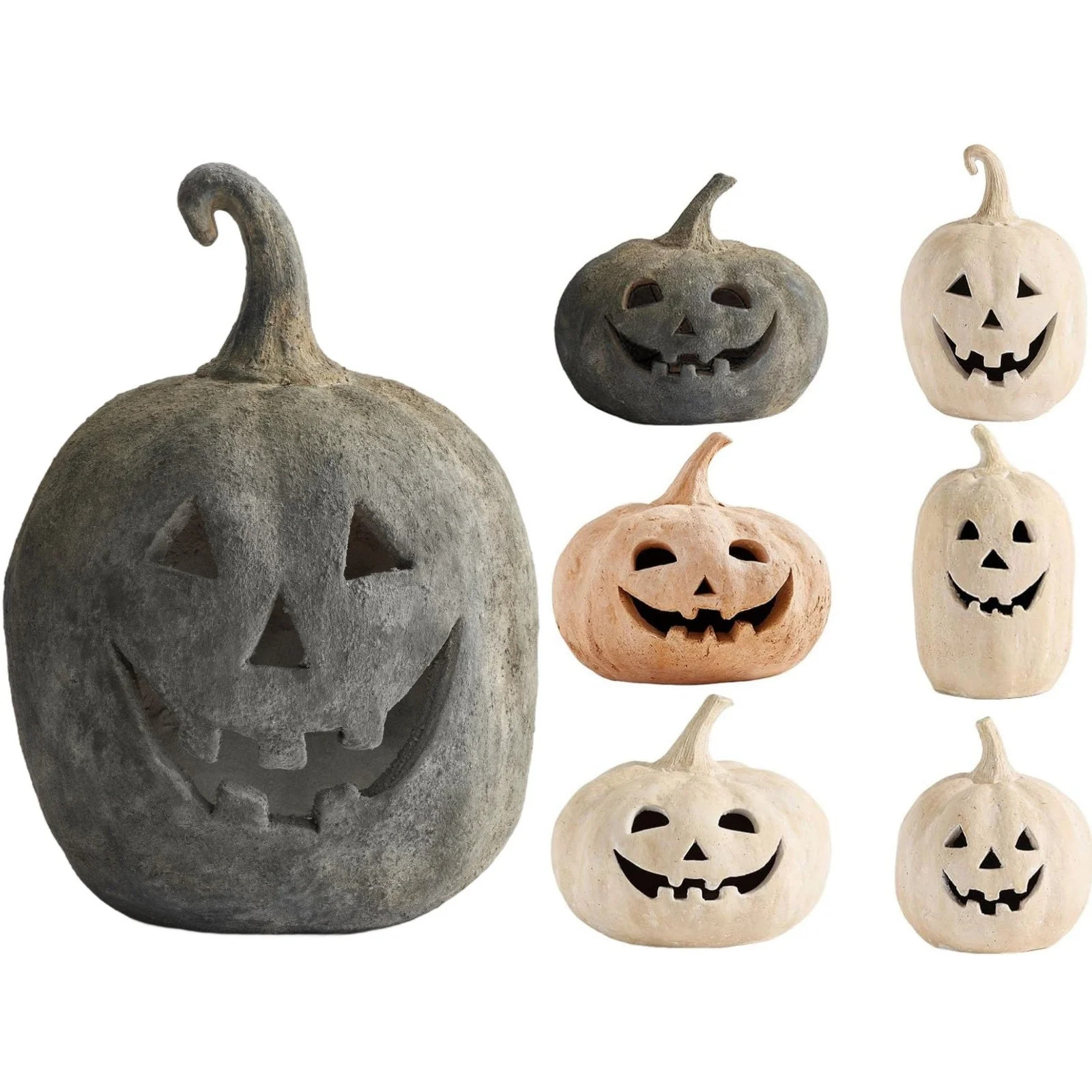 Halloween Decor - Cute Hallowmas Handcrafted Terracotta Pumpkin Jack O’ Lantern - Fall Hallowee... | Walmart (US)