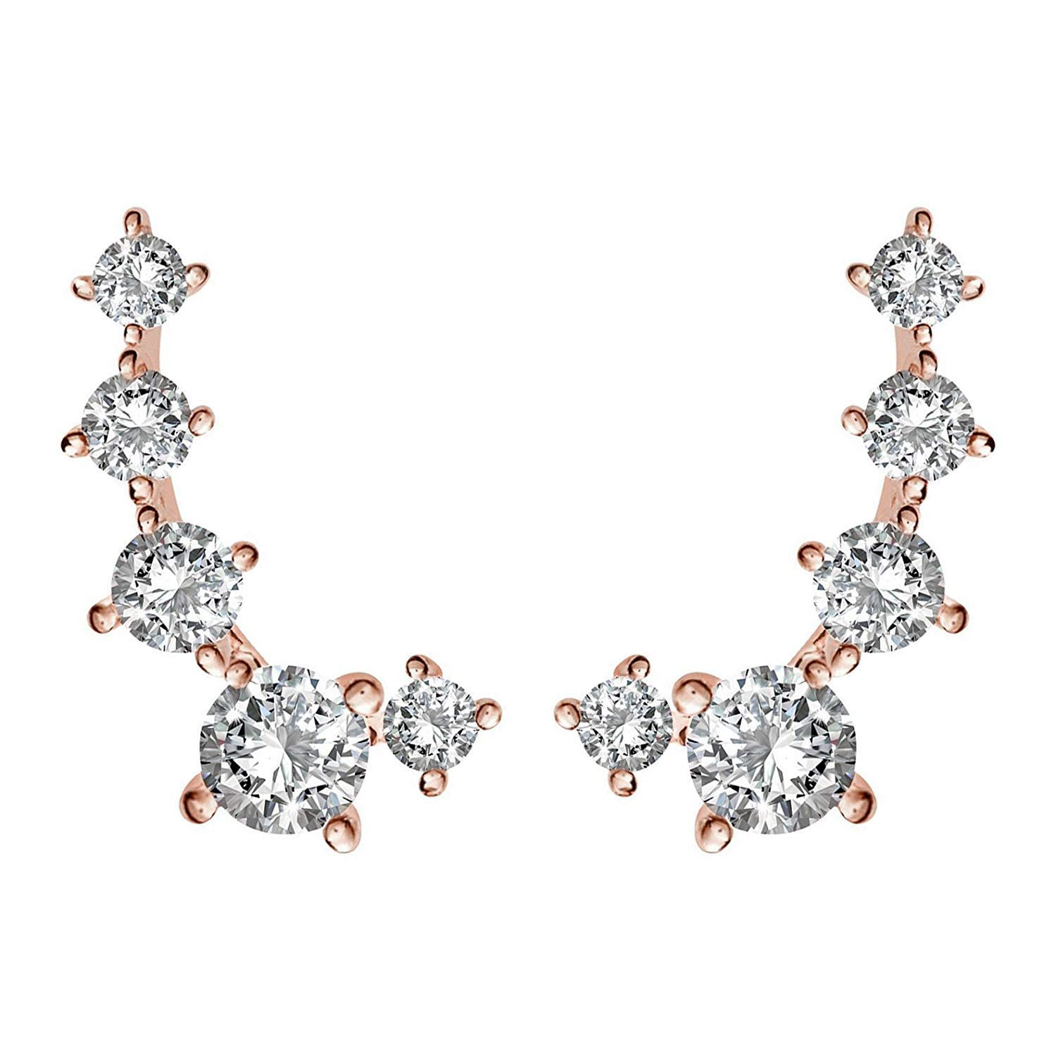 PAVOI 14K Gold Plated Sterling Silver Post Mini Constellation Cubic Zirconia Ear Crawler Earrings -  | Amazon (US)