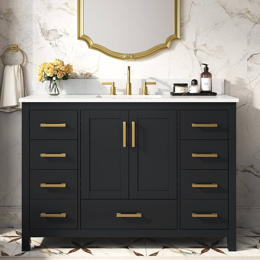 48 Inch Black Bathroom Vanity with Sink, Fully Assembled | Amazon (US)