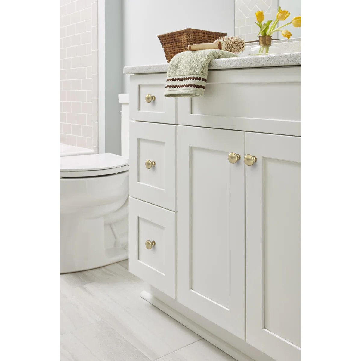 Edona 1-1/4 inch (32mm) Diameter Golden Champagne Cabinet Knob - 25 Pack (Set of 25) | Wayfair North America