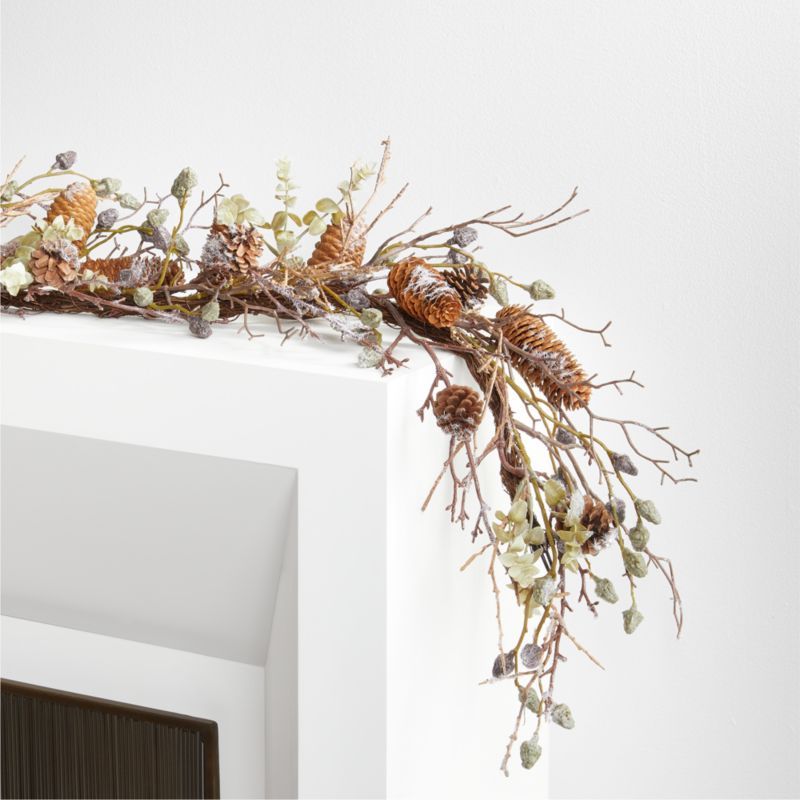 Faux Winter Frost Pinecone Garland 6' | Crate and Barrel | Crate & Barrel